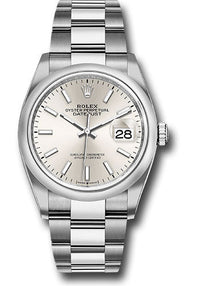 Thumbnail for Rolex Datejust 36 Silver Dial Domed Bezel Oyster Bracelet (Ref# 126200) - WatchesOff5th