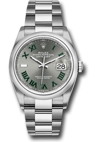 Rolex Datejust 36 Slate Roman Dial Domed Bezel Oyster Bracelet (Ref# 126200) - WatchesOff5th