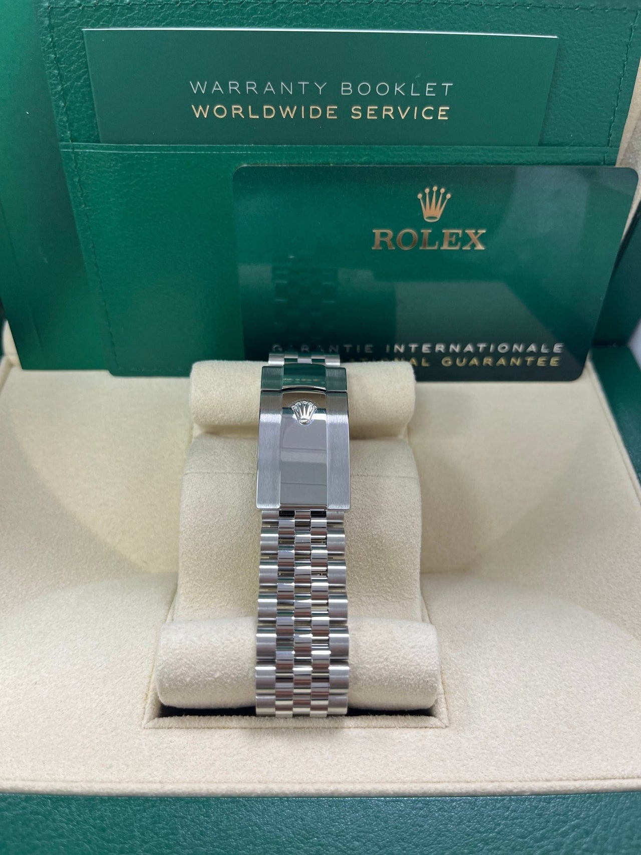 Rolex Datejust 36 Steel Diamond Bezel Olive Green Palm Index Dial Jubilee Band 126284rbr - WatchesOff5th