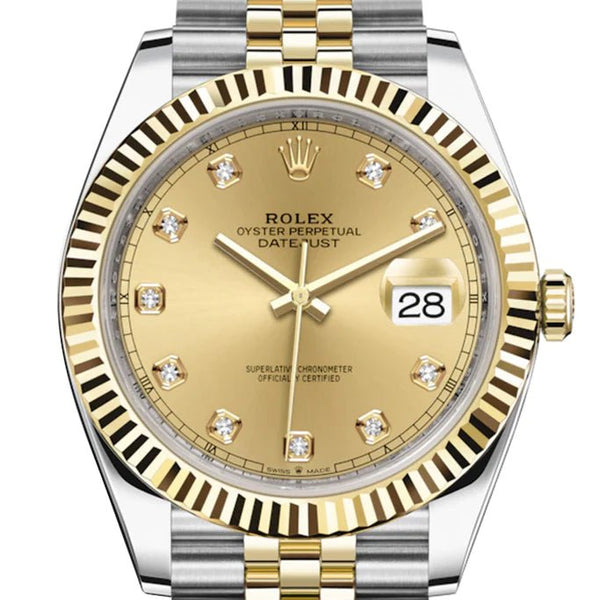 Rolex Datejust 41 Champagne Diamond Dial Steel Yellow Gold