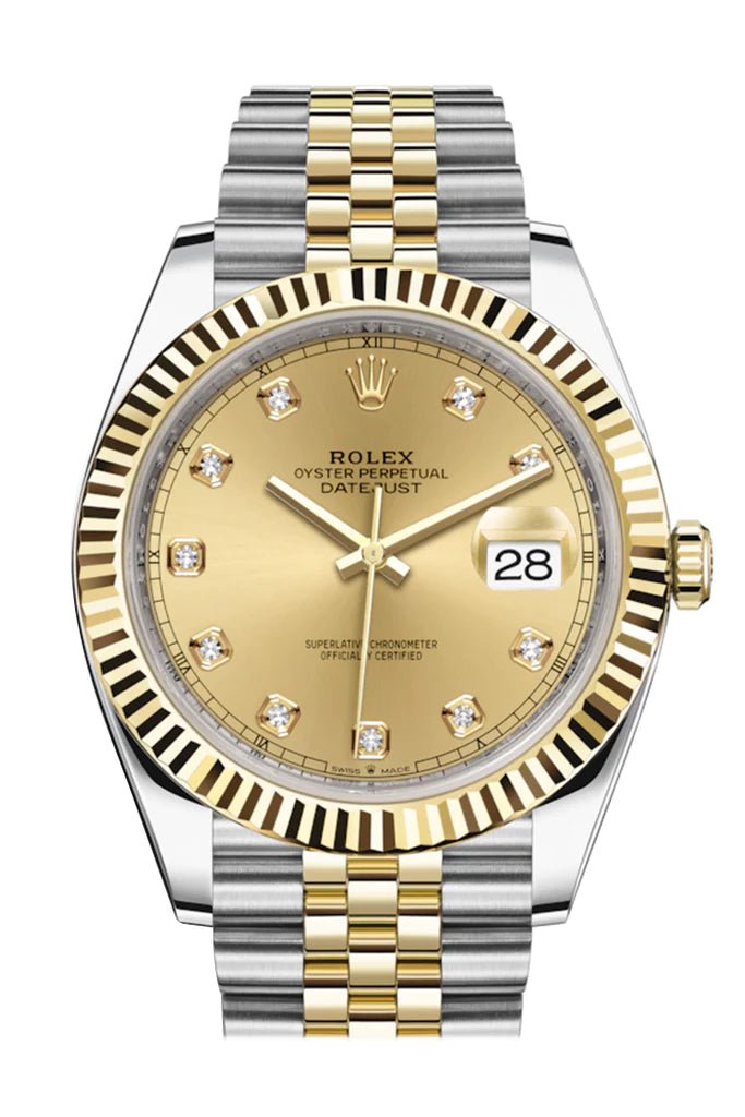 Rolex Datejust 41 Champagne Diamond Dial Steel & Yellow Gold 126333 - WatchesOff5thWatch