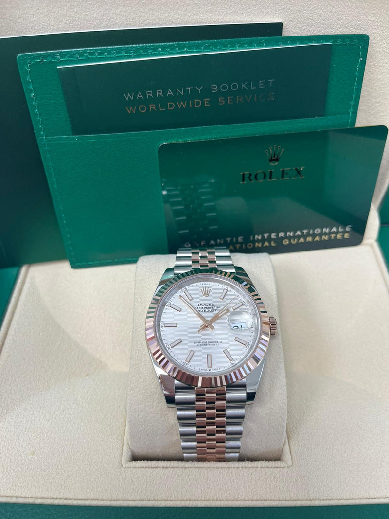Rolex Datejust 41 Fluted Bezel Silver Fluted Motif Index Dial Jubilee Bracelet (Reference # 126331) - WatchesOff5thWatch