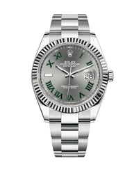 Thumbnail for Rolex Datejust 41 Grey Slate Wimbledon Green Roman Dial Oyster Bracelet 126334 - WatchesOff5th