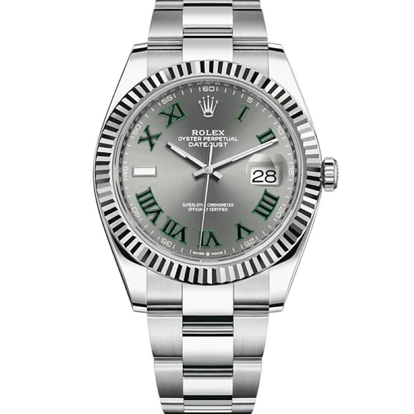 Rolex Datejust 41 Grey Slate Wimbledon Green Roman Dial Oyster