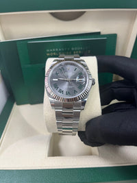 Thumbnail for Rolex Datejust 41 Grey Slate Wimbledon Green Roman Dial Oyster Bracelet 126334 - WatchesOff5th