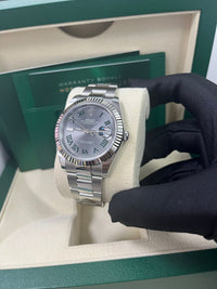 Thumbnail for Rolex Datejust 41 Grey Slate Wimbledon Green Roman Dial Oyster Bracelet 126334 - WatchesOff5th