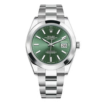 Thumbnail for Rolex Datejust 41 Oystersteel Datejust 41 Smooth Bezel Mint Green Index Dial 126300 - WatchesOff5thWatch