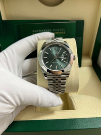 Thumbnail for Rolex Datejust 41 Smooth Bezel Mint Green Index Dial Jubilee Bracelet 126300 - WatchesOff5th