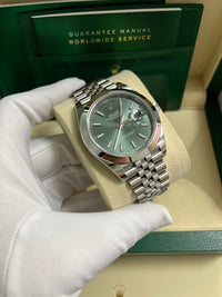 Thumbnail for Rolex Datejust 41 Smooth Bezel Mint Green Index Dial Jubilee Bracelet 126300 - WatchesOff5th