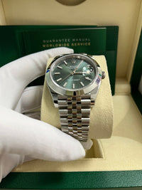 Thumbnail for Rolex Datejust 41 Smooth Bezel Mint Green Index Dial Jubilee Bracelet 126300 - WatchesOff5th