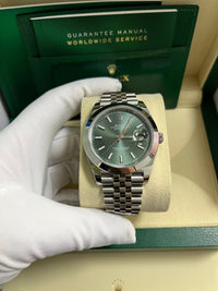 Thumbnail for Rolex Datejust 41 Smooth Bezel Mint Green Index Dial Jubilee Bracelet 126300 - WatchesOff5th