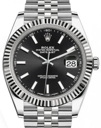 Thumbnail for Rolex Datejust 41 Stainless Steel & White Gold - Black Index Dial - Fluted Bezel Jubilee Bracelet (Ref# 126334) - WatchesOff5thWatch