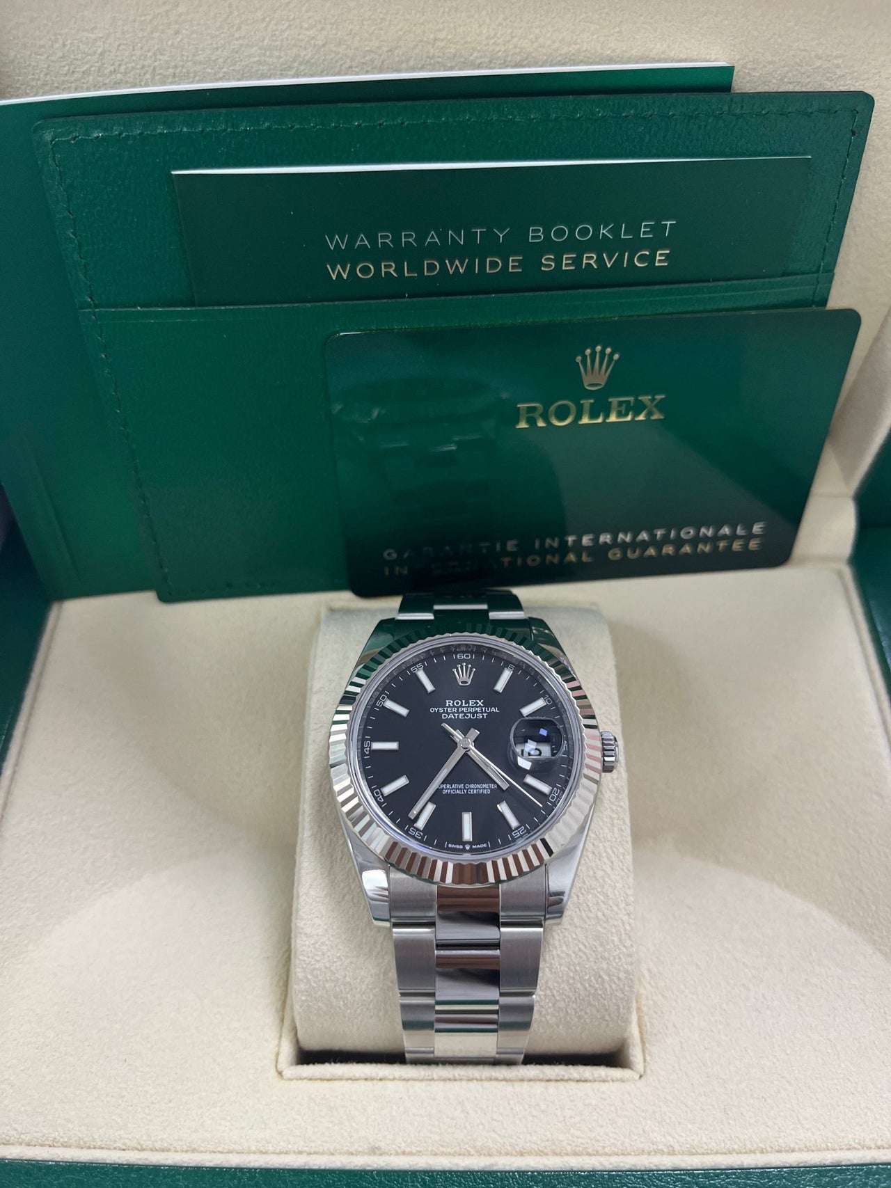 Rolex Datejust 41 Stainless Steel & White Gold - Black Index Dial - Fluted Bezel (Ref# 126334) - WatchesOff5thWatch