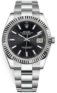 Thumbnail for Rolex Datejust 41 Stainless Steel & White Gold - Black Index Dial - Fluted Bezel (Ref# 126334) - WatchesOff5thWatch