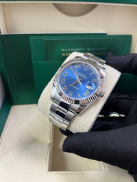 Thumbnail for Rolex Datejust 41 Stainless Steel & White Gold Blue Roman Dial Oyster 126334 - WatchesOff5th