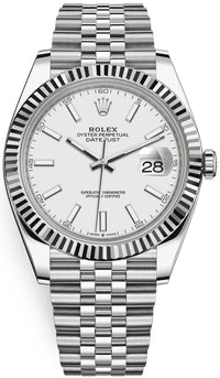 Thumbnail for Rolex Datejust 41/ Stainless Steel & White Gold/ White Index Dial/ Fluted Bezel/ Jubilee Bracelet (Ref# 126334) - WatchesOff5thWatch