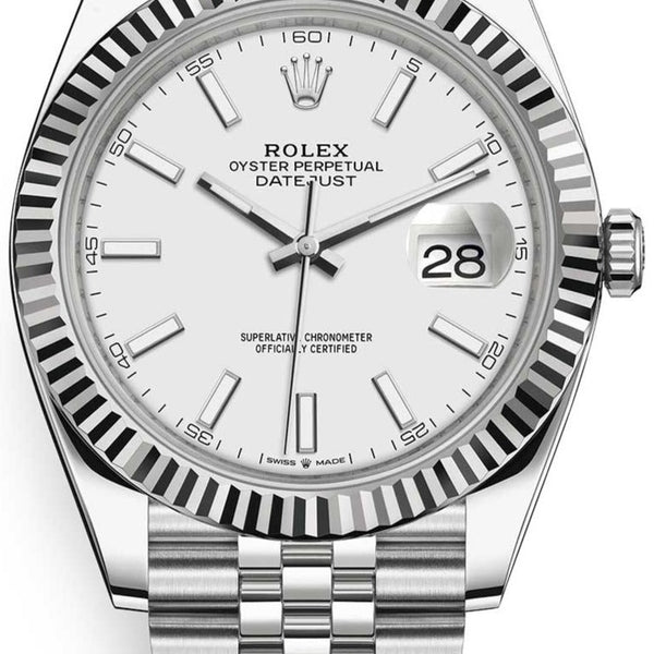 Rolex Datejust 41 Stainless Steel White Gold White Index Dial