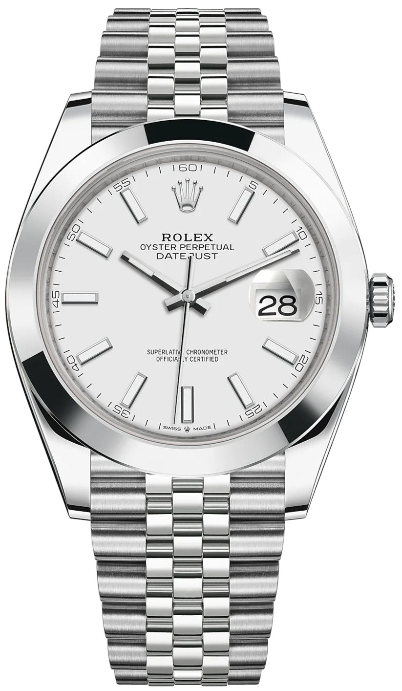 Rolex Datejust 41/ Stainless Steel/ White Index Dial/ Smooth Bezel