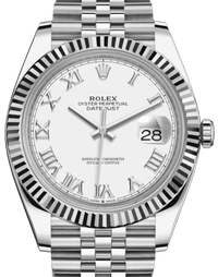 Thumbnail for Rolex Datejust 41/ Stainless Steel/ White Roman Dial/ Fluted Bezel/ Jubilee Bracelet (Ref# 126300) - WatchesOff5thWatch