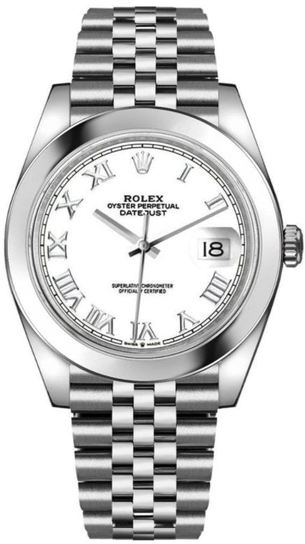 Rolex Datejust 41/ Stainless Steel/ White Roman Dial/ Smooth Bezel
