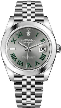 Thumbnail for Rolex Datejust 41/ Stainless Steel/ Wimbledon Slate Green Roman Dial/ Smooth Bezel/ Jubilee Bracelet (Ref# 126300) - WatchesOff5thWatch