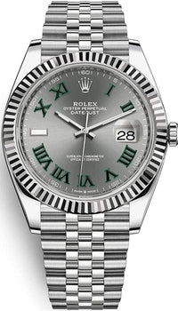 Thumbnail for Rolex Datejust 41/ Two-Tone 18k White Gold & Steel/ Grey Slate Wimbledon Green Dial/ Fluted Bezel/ Jubilee Bracelet (Ref# 126334) - WatchesOff5thWatch