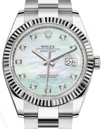 Thumbnail for Rolex Datejust 41/ Two-Tone 18k White Gold & Steel/ Mother of Pearl Diamond Dial/ Oyster Bracelet (Ref# 126334) - WatchesOff5thWatch