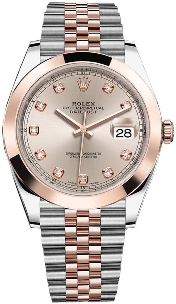 Rolex Datejust 41 Two Tone Rose Gold Stainless Steel Sundust Diamo WatchesOff5th