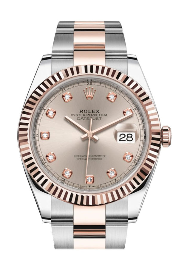 Rolex Datejust 41 Two-Tone Stainless Steel and Rose Gold/ Sundust Diamond Dial/ Fluted Bezel/ Oyster Bracelet (Ref#126331) - WatchesOff5thWatch