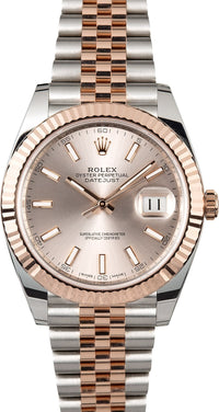 Thumbnail for Rolex Datejust 41 Two-Tone Stainless Steel and Rose Gold / Sundust Index Dial / Fluted Bezel / Jubilee Bracelet (Ref#126331) - WatchesOff5thWatch