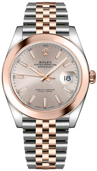 Thumbnail for Rolex Datejust 41 Two-Tone Stainless Steel and Rose Gold/ Sundust Index Dial/ Smooth Bezel/ Jubilee Bracelet (Ref#126301) - WatchesOff5thWatch