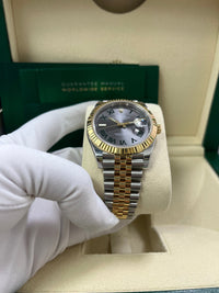 Thumbnail for Rolex Datejust 41 Two-Tone Yellow Gold & Stainless Steel - Grey Slate Roman Wimbledon Dial - Fluted Bezel - Jubilee Bracelet (Ref# 126333) - WatchesOff5thWatch