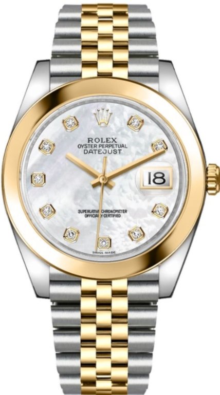 Rolex Datejust 41/ Two-Tone Yellow Gold & Steel/ Mother of Pearl Diamond Dial/ Smooth Bezel/ Jubilee Bracelet (Ref# 126303) - WatchesOff5thWatch