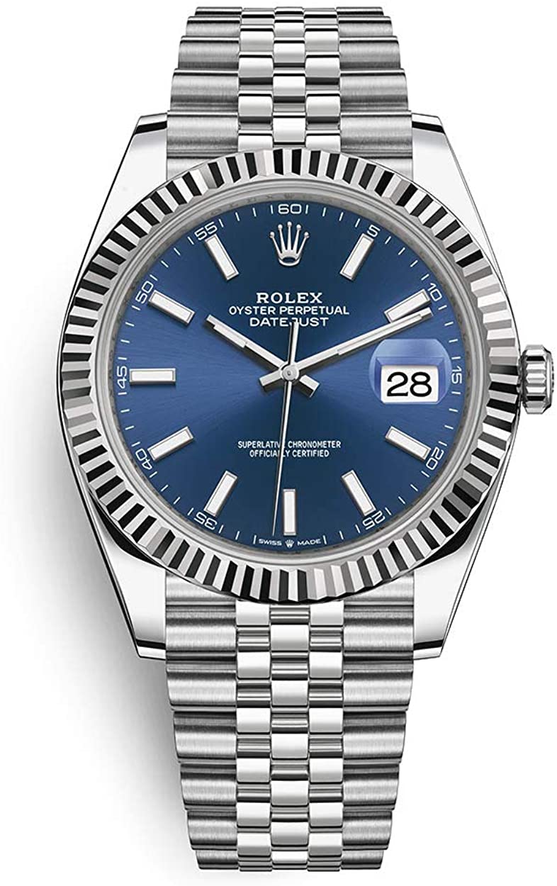 Rolex Datejust 41 White Gold and Steel Blue Index Jubilee Fluted Bezel WatchesOff5th