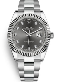 Thumbnail for Rolex Datejust41 18k White Gold & Steel/ Dark Rhodium Diamond Dial Oyster (Reference # 126334) - WatchesOff5thWatch