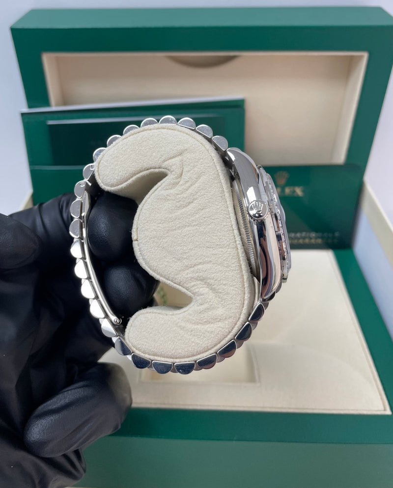 Rolex Day-Date 36/ Blue Ombre Dial/ Diamond Bezel/ White Gold President Bracelet (Ref # 128349RBR) - WatchesOff5thWatch