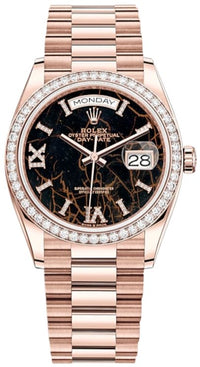 Thumbnail for Rolex Day-Date 36 Rose Gold Diamond Bezel Eisenkiesel Diamond Dial (128345RBR) - WatchesOff5thWatch