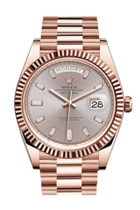 Thumbnail for Rolex Day-Date 40 Fluted Bezel Sundust Baguette Diamond Dial President Bracelet 228235 - WatchesOff5th