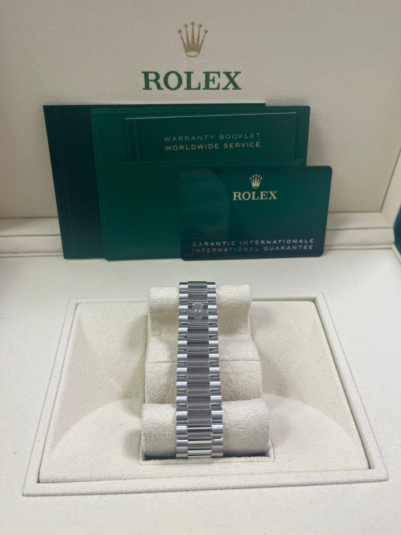 Rolex Day-Date 40 Platinum Day-Date 40 Watch - Fluted Bezel - Ice Blue Index Dial President Bracelet 228236 - WatchesOff5thWatch