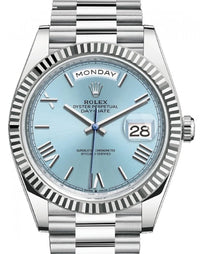 Thumbnail for Rolex Day-Date 40 Platinum Day-Date 40 Watch - Fluted Bezel - Ice Blue Roman Dial President Bracelet 228236 - WatchesOff5thWatch