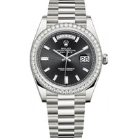 Thumbnail for Rolex Day-Date 40 White Gold Day-Date 40 Watch - White Gold Bezel - Black Baguette Diamond Dial 228349RBR - WatchesOff5thWatch