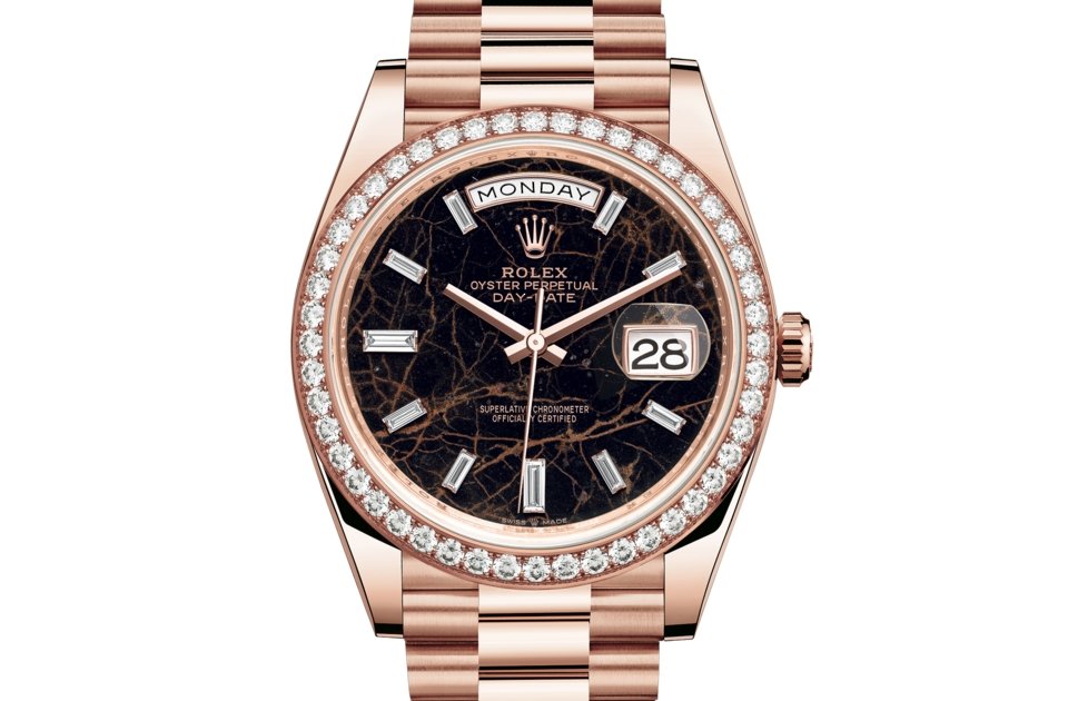 Rolex Day date 40MM Everose Gold Eisenkiesel Diamond set bezel and