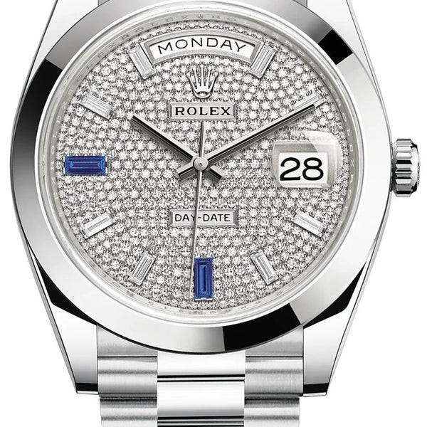 Rolex Day Date 40mm Paved Diamond Sapphires Dial Smooth Dome