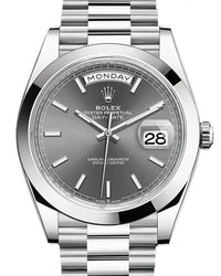 Thumbnail for Rolex Day-Date 40mm Platinum/ Grey Dial Smooth Bezel Index Dial (Reference 228206) - WatchesOff5th