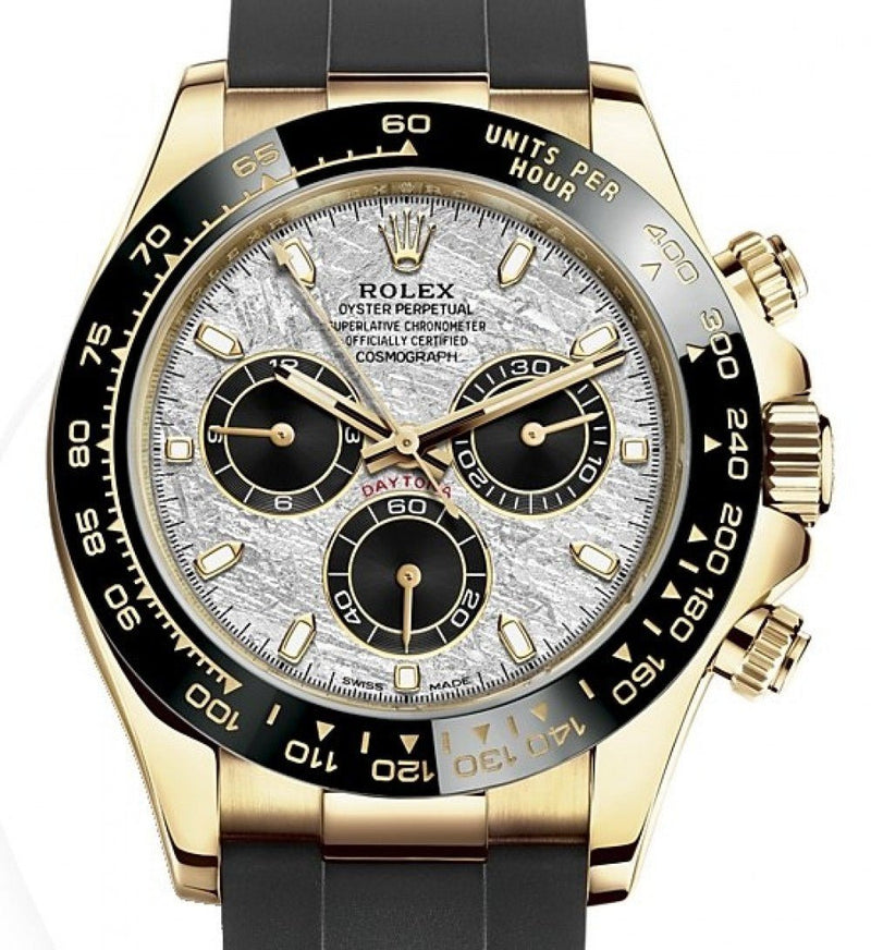 Rolex Daytona 40 Watch - Meteorite and Black Index Dial - Black Oysterflex Strap (Ref # 116518LN) - WatchesOff5thWatch