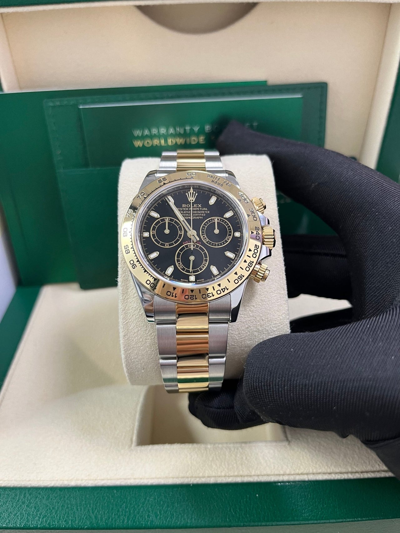 Rolex Daytona 40mm Yellow Rolesor Cosmograph - Black Index Dial (Ref# 116503) - WatchesOff5thWatch