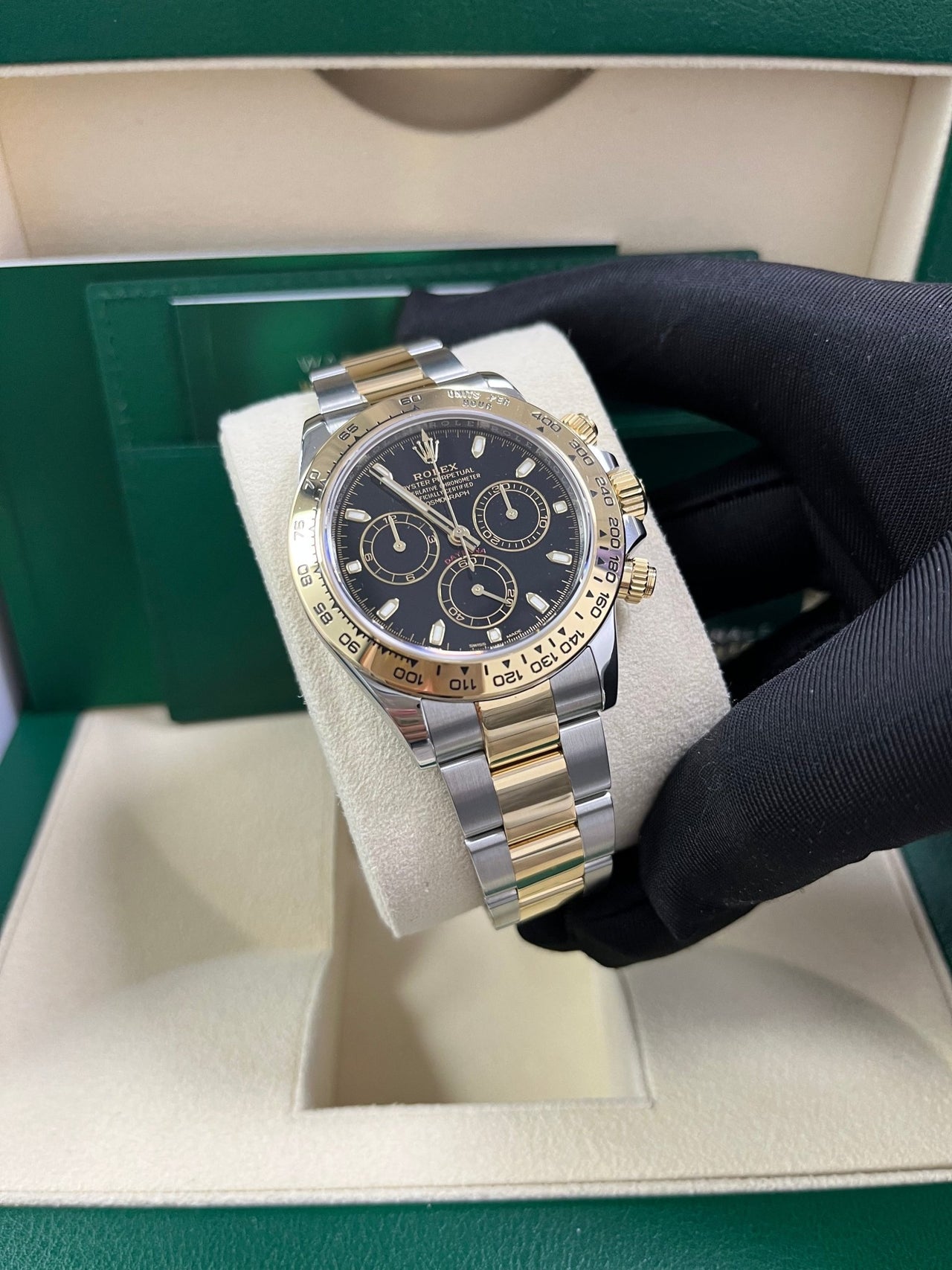 Rolex Daytona 40mm Yellow Rolesor Cosmograph - Black Index Dial (Ref# 116503) - WatchesOff5thWatch