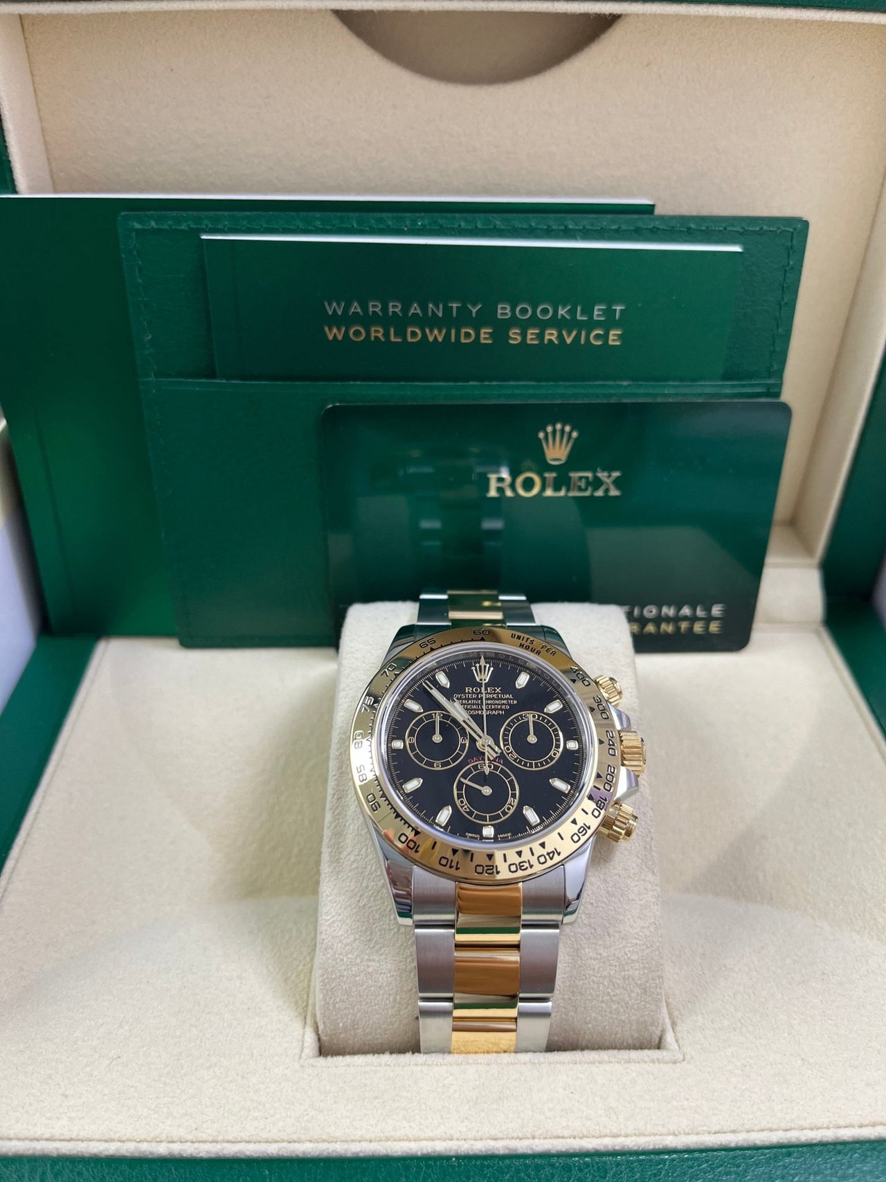 Rolex Daytona 40mm Yellow Rolesor Cosmograph - Black Index Dial (Ref# 116503) - WatchesOff5thWatch