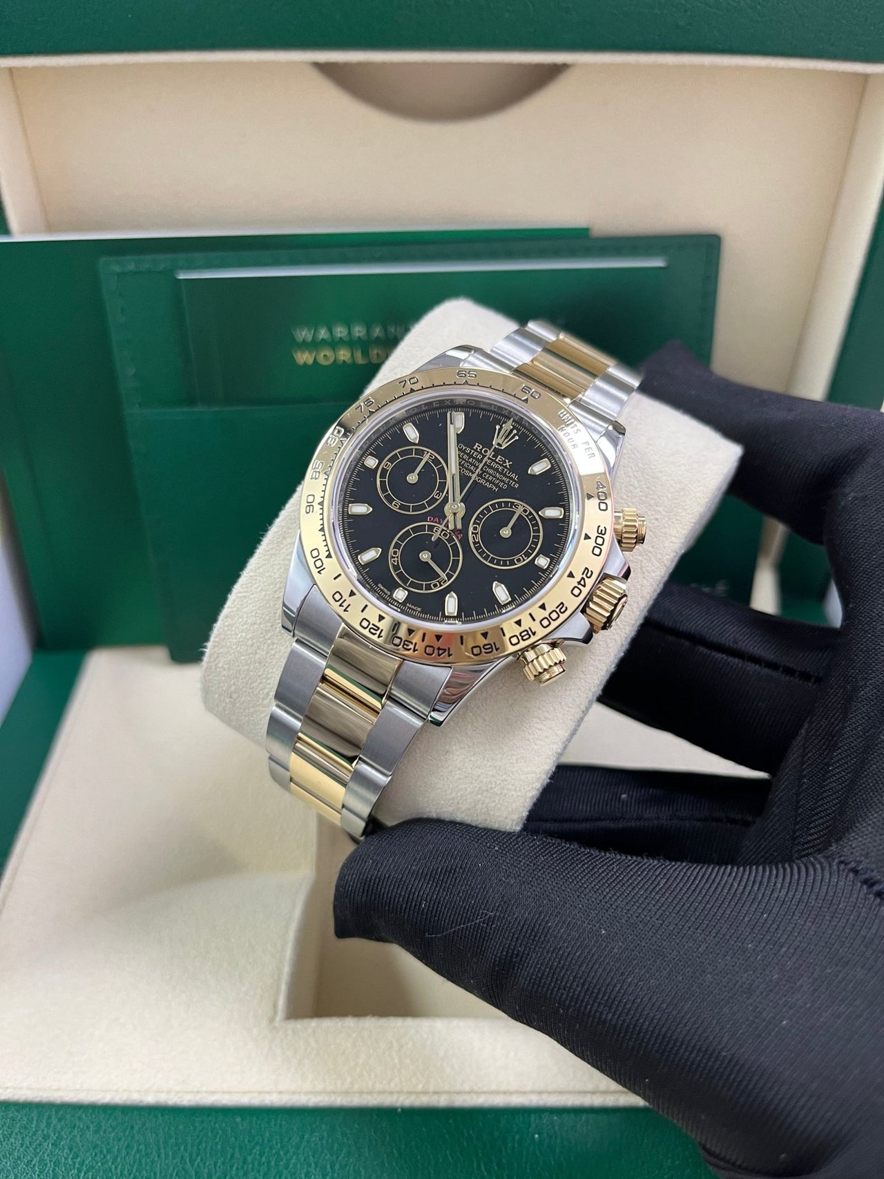 Rolex Daytona 40mm Yellow Rolesor Cosmograph - Black Index Dial (Ref# 116503) - WatchesOff5thWatch