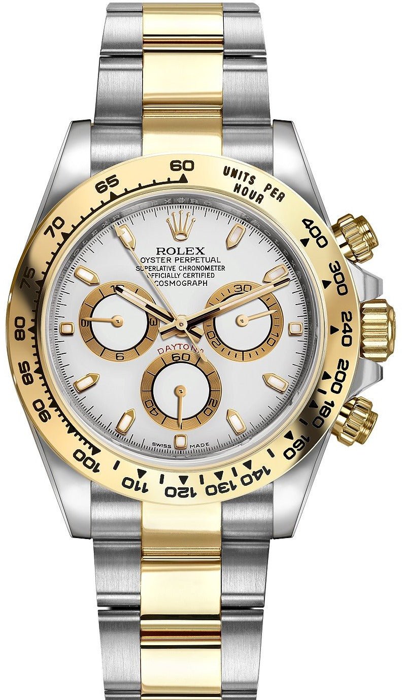 Rolex Daytona 40mm Yellow Rolesor Cosmograph White Index Dial (Ref #116503) - WatchesOff5thWatch